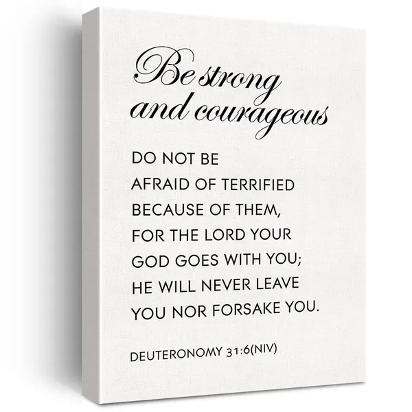 Multicolor_Christian_Canvas_Wall_Art_Motivational_Be_Strong_And_Courageous_Deuteronomy_31:6_Niv_Canvas_Print_Scripture_Bible_Verse_Painting_Home_Wall_Decor_Framed_Gift_12_X_16_Inch