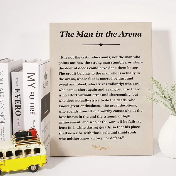 Multicolor_Inspirational_Quote_Canvas_Wall_Art_The_Man_In_The_Arena_Canvas_Print_Positive_Theodore_Roosevelt_Speech_Painting_Wall_Decor_Framed_Gift_12_X_16_Inch