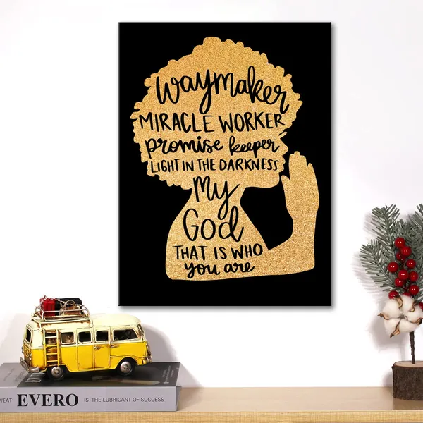Black_Black_Girl_Magic_Canvas_Wall_Art_Motivational_Waymaker_Afro_Girl_Praying_Gold_Foil_Art_Print_Framed_Canvas_Painting_Artwork_Home_Decor_Christian_Gifts_12_X_16_Inch