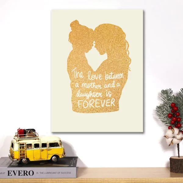 Multicolor_Mother_Daughter_Gold_Foil_Canvas_Wall_Art_The_Love_Between_Mother_And_Daughter_Is_|_Forever_Quote_Print_Framed_Canvas_Painting_Artwork_Home_Decor_Gifts_12_X_16_Inch
