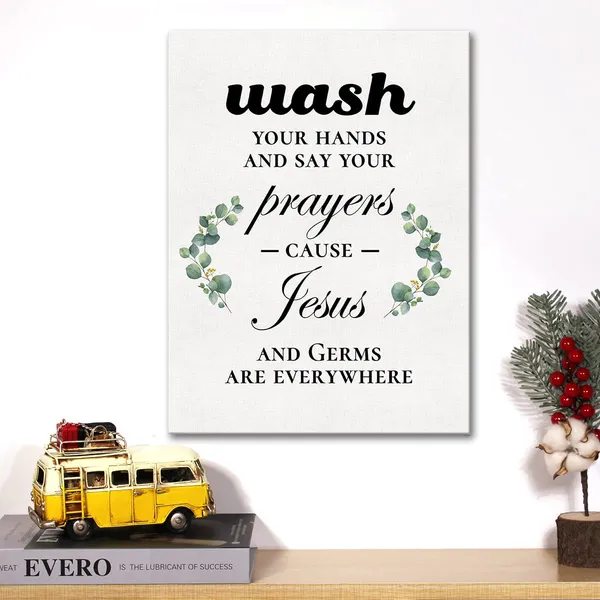 Multicolor_Christian_Canvas_Wall_Art_Wash_Your_Hands_And_Say_Your_Prayers_Cause_Jesus_Canvas_Print_Painting_Home_Wall_Decor_Framed_Bathroom_Sign_Gifts_12_X_16_Inch