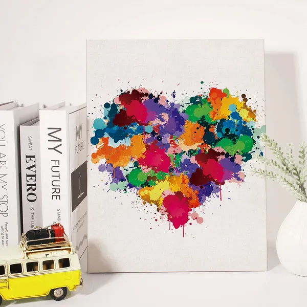Multicolor_Watercolor_Heart_Shape_Canvas_Wall_Art_Love_Heart_Canvas_Print_Painting_Wall_Decor_Framed_Wedding_Shower_Bridal_Shower_Gift_12_X_16_Inch