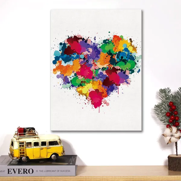 Multicolor_Watercolor_Heart_Shape_Canvas_Wall_Art_Love_Heart_Canvas_Print_Painting_Wall_Decor_Framed_Wedding_Shower_Bridal_Shower_Gift_12_X_16_Inch