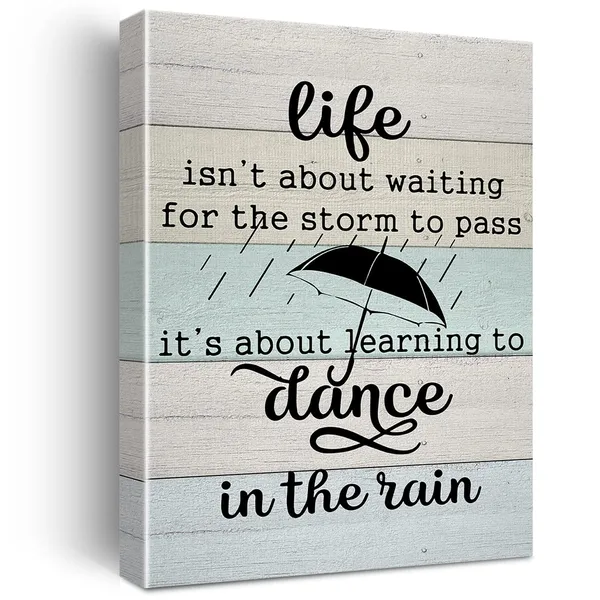 Multicolor_Inspirational_Life_Quote_Canvas_Wall_Art_Life_Isn'T_About_Waiting_|_For_The_Storm_To_Pass_Canvas_Print_Positive_Painting_Wall_Decor_Framed_Motivational_Gift_12_X_16_Inch