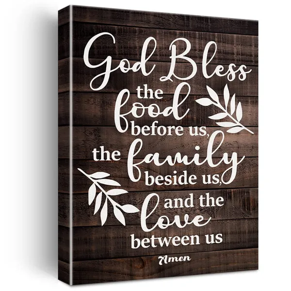 Multicolor_Inspirational_Scripture_Quote_Canvas_Wall_Art_Rustic_Bless_The_Food_Be|_Fore_Us_Canvas_Print_Positive_Bible_Poster_Painting_Wall_Decor_Framed_Christian_Gift_12_X_16_Inch