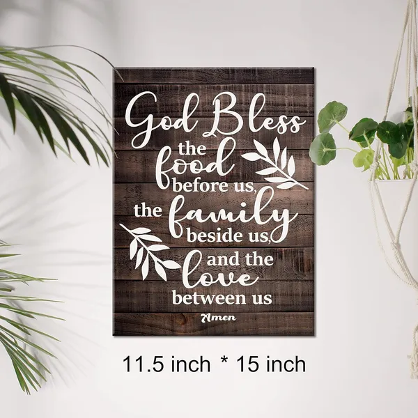 Multicolor_Inspirational_Scripture_Quote_Canvas_Wall_Art_Rustic_Bless_The_Food_Be|_Fore_Us_Canvas_Print_Positive_Bible_Poster_Painting_Wall_Decor_Framed_Christian_Gift_12_X_16_Inch