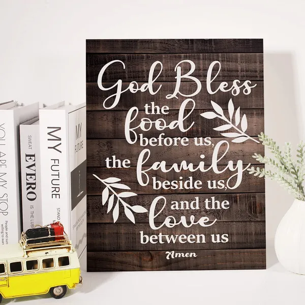 Multicolor_Inspirational_Scripture_Quote_Canvas_Wall_Art_Rustic_Bless_The_Food_Be|_Fore_Us_Canvas_Print_Positive_Bible_Poster_Painting_Wall_Decor_Framed_Christian_Gift_12_X_16_Inch