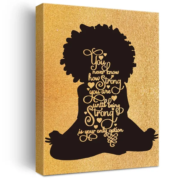 Multicolor_Black_Woman_Empowerment_Canvas_Wall_Art_Motivational_Girl_Power_Positive_Quotes_Gold_Foil_Art_Print_Framed_Canvas_Painting_Artwork_Home_Decor_Gifts_12_X_16_Inch
