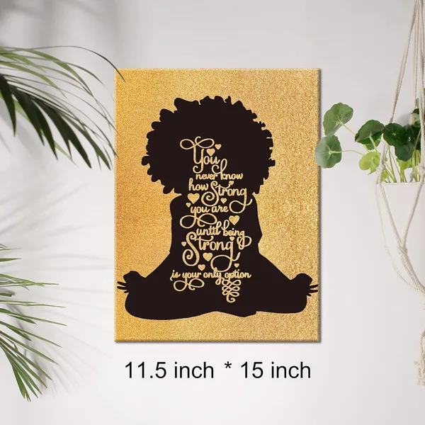 Multicolor_Black_Woman_Empowerment_Canvas_Wall_Art_Motivational_Girl_Power_Positive_Quotes_Gold_Foil_Art_Print_Framed_Canvas_Painting_Artwork_Home_Decor_Gifts_12_X_16_Inch