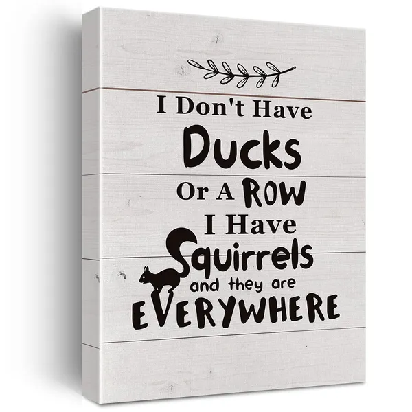 Multicolor_Funny_Saying_Quote_Canvas_Wall_Art_I_Dont_Have_Ducks_Or_A_Row_Canvas_Print_Squirrels_Painting_Wall_Decor_Framed_Gift_12_X_16_Inch