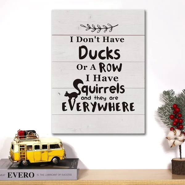 Multicolor_Funny_Saying_Quote_Canvas_Wall_Art_I_Dont_Have_Ducks_Or_A_Row_Canvas_Print_Squirrels_Painting_Wall_Decor_Framed_Gift_12_X_16_Inch