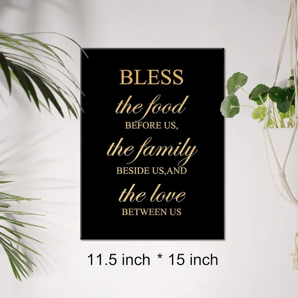 Multicolor_Inspirational_Gold_Foil_Canvas_Wall_Art_Positive_Bless_This_Food_Quotes_Print_Framed_Canvas_Painting_Artwork_Home_Decor_Gifts_12_X_16_Inch