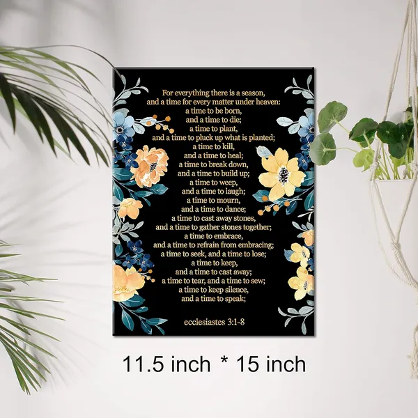 Multicolor_Christian_Gold_Foil_Canvas_Wall_Art_Motivational_Ecclesiastes_3:1-8_|_For_Everything_There_Is_A_Season_Print_Framed_Canvas_Painting_Artwork_Home_Decor_Gifts_12_X_16_Inch
