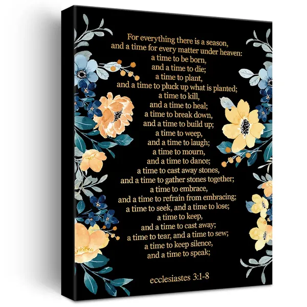 Multicolor_Christian_Gold_Foil_Canvas_Wall_Art_Motivational_Ecclesiastes_3:1-8_|_For_Everything_There_Is_A_Season_Print_Framed_Canvas_Painting_Artwork_Home_Decor_Gifts_12_X_16_Inch