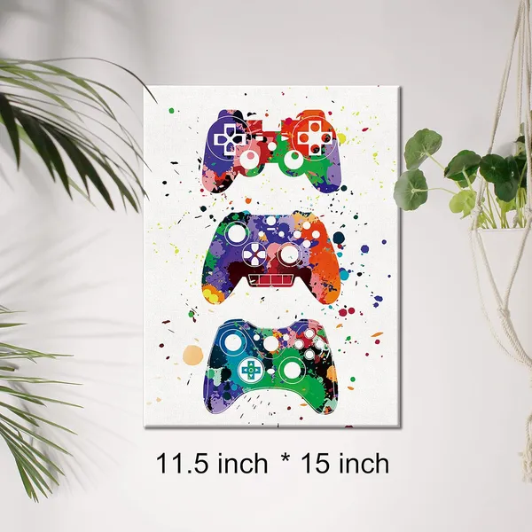 Multicolor_Watercolor_Gamers_Canvas_Wall_Art_Video_Game_Canvas_Print_Game_Controllers_Canvas_Painting_Game_Room_Wall_Decor_Framed_Best_Gamer_Gifts_12_X_16_Inch