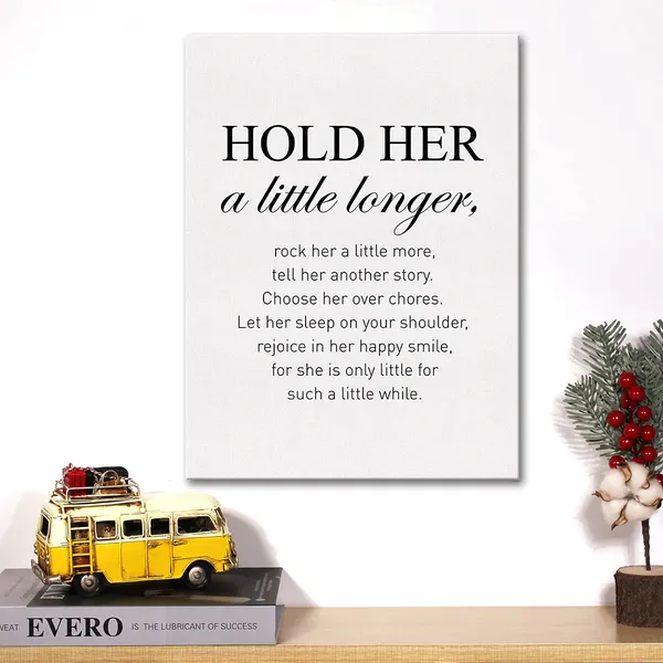 Multicolor_Nursery_Canvas_Wall_Art_Inspirational_Motivational_Hold_Her_A_Little_Longer_Quote_Canvas_Print_Positive_Canvas_Painting_Home_Wall_Decor_Framed_Baby_Girl_12_X_16_Inch