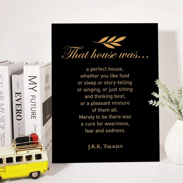 Multicolor_Inspirational_Gold_Foil_Canvas_Wall_Art_Positive_J.R.R._Tolkien_Quotes_That_House_Was_A_Perfect_House_Print_Framed_Canvas_Painting_Artwork_Home_Decor_Gifts_12_X_16_Inch