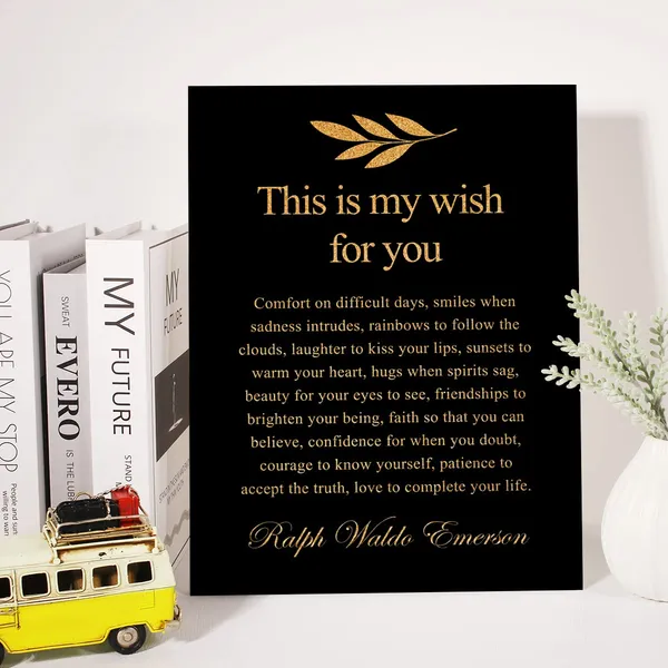 Multicolor_Inspirational_Gold_Foil_Canvas_Wall_Art_Positive_This_Is_My_Wish_|_For_You_Quotes_Print_Framed_Canvas_Painting_Artwork_Home_Decor_Gifts_12_X_16_Inch