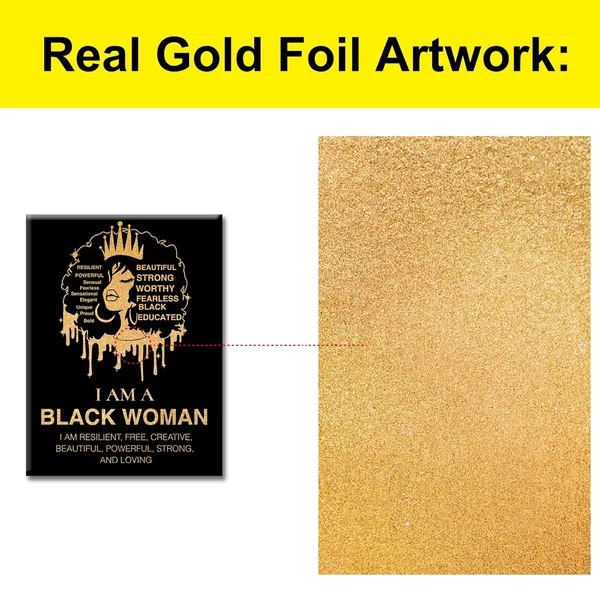 Multicolor_Black_Woman_Canvas_Wall_Art_Motivational_Black_Female_Positive_Quote_Gold_Foil_Art_Print_Framed_Canvas_Painting_Artwork_Home_Decor_Gifts_12_X_16_Inch