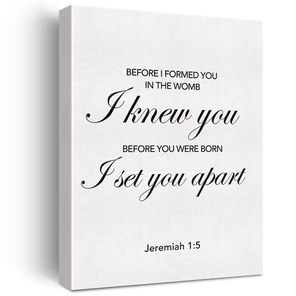 Multicolor_Christian_Canvas_Wall_Art_Motivational_Be|_Fore_I_|_Formed_You_I_Knew_You_Jeremiah_1:5_Canvas_Print_Scripture_Bible_Verse_Painting_Home_Wall_Decor_Framed_Nursery_Gift_12_X_16_Inch