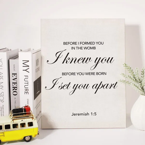 Multicolor_Christian_Canvas_Wall_Art_Motivational_Be|_Fore_I_|_Formed_You_I_Knew_You_Jeremiah_1:5_Canvas_Print_Scripture_Bible_Verse_Painting_Home_Wall_Decor_Framed_Nursery_Gift_12_X_16_Inch