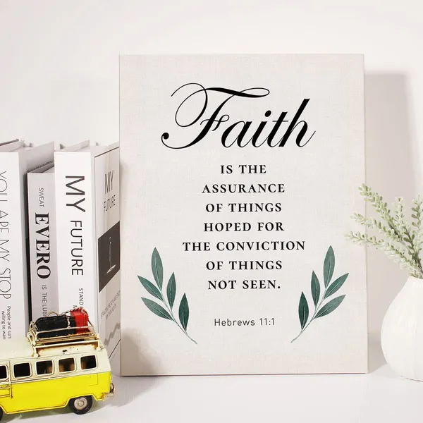 Multicolor_Christian_Canvas_Wall_Art_Motivational_Faith_Is_Being_Sure_Of_What_We_Hope_|_For_Canvas_Print_Positive_Scripture_Bible_Verse_Painting_Home_Wall_Decor_Framed_12_X_16_Inch
