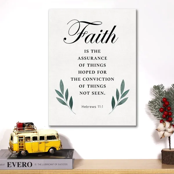 Multicolor_Christian_Canvas_Wall_Art_Motivational_Faith_Is_Being_Sure_Of_What_We_Hope_|_For_Canvas_Print_Positive_Scripture_Bible_Verse_Painting_Home_Wall_Decor_Framed_12_X_16_Inch