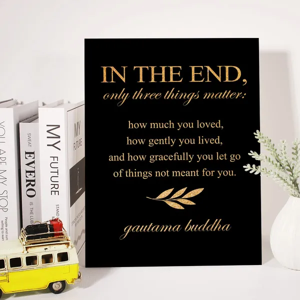 Multicolor_Inspirational_Gold_Foil_Canvas_Wall_Art_Positive_In_The_End_Only_Three_Things_Matter_Buddha_Quotes_Print_Framed_Canvas_Painting_Artwork_Home_Decor_Gifts_12_X_16_Inch