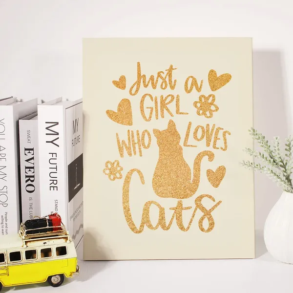 Multicolor_Cat_Lover_Gold_Foil_Canvas_Wall_Art_Just_A_Girl_Who_Loves_Cats_Quote_Print_Framed_Canvas_Painting_Artwork_Home_Decor_Gifts_12_X_16_Inch