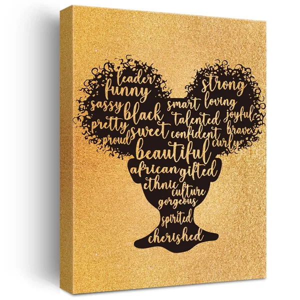 Multicolor_Black_Woman_Canvas_Wall_Art_Motivational_Black_Girl_Magic_Words_Gold_Foil_Art_Print_Framed_Canvas_Painting_Artwork_Home_Decor_Gifts_12_X_16_Inch