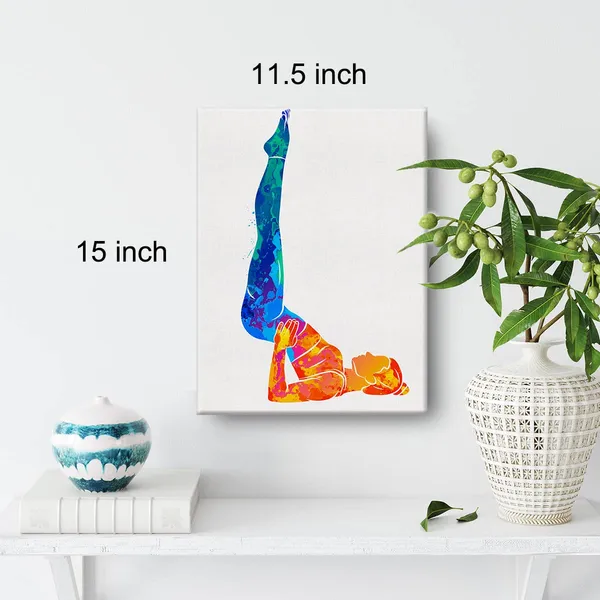 Multicolor_Yoga_Woman_Watercolor_Wall_Yoga_Poses_Canvas_Painting_Prints_|_For_Home_Office_Wall_Decor_Framed_Spiritual_Artwork_Yoga_Lover_Gifts(12_X_16")