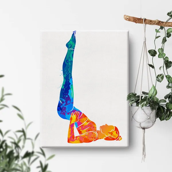 Multicolor_Yoga_Woman_Watercolor_Wall_Yoga_Poses_Canvas_Painting_Prints_|_For_Home_Office_Wall_Decor_Framed_Spiritual_Artwork_Yoga_Lover_Gifts(12_X_16")
