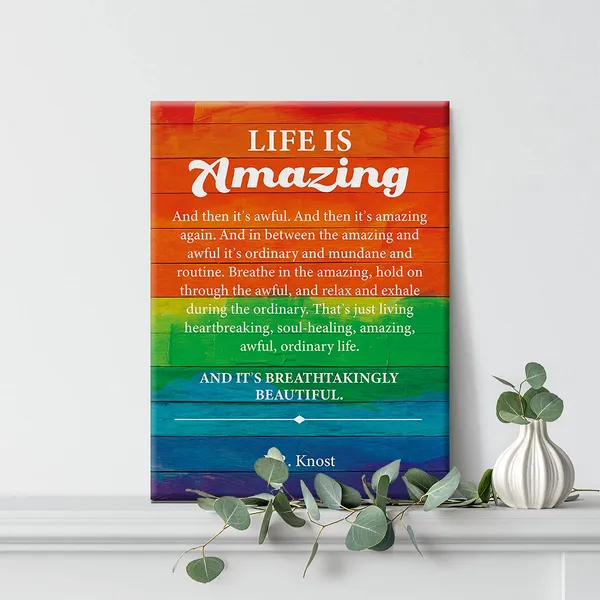 Multicolor_Inspirational_Wall_Art_Colorful_L.R._Knost_Quote_Life_Is_Amazing_Canvas_Painting_Prints_|_For_Home_Office_Wall_Decor_Framed_Motivational_Farmhouse_Artwork_Gifts(12_X_16_Inch)