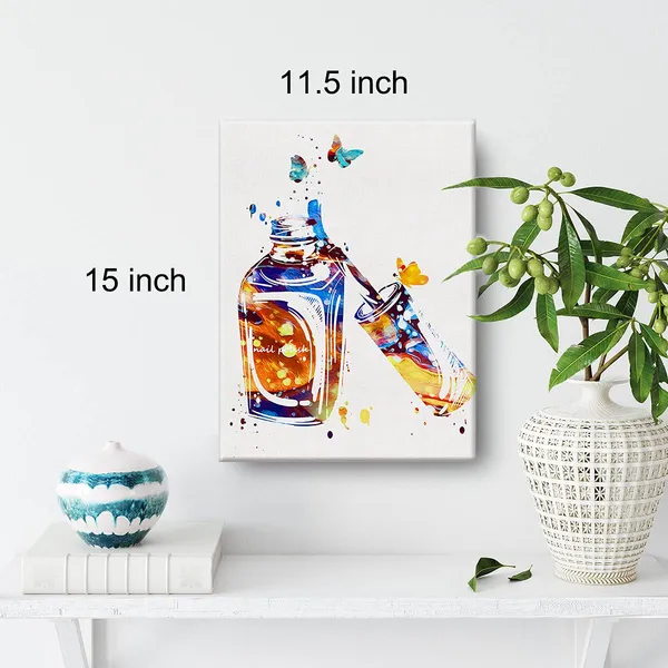 Multicolor_Nail_Polish_Watercolor_Wall_Art_Makeup_Nail_Salon_Canvas_Painting_Prints_|_For_Home_Beauty_Salon_Wall_Decor_Framed_Artwork_Gifts(12_X_16_Inch)