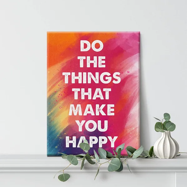 Multicolor_Inspirational_Wall_Art_Happiness_Quote_Watercolor_Canvas_Painting_Prints_|_For_Home_Wall_Decor_Framed_Motivational_Artwork_Gifts(12_X_16_Inch)