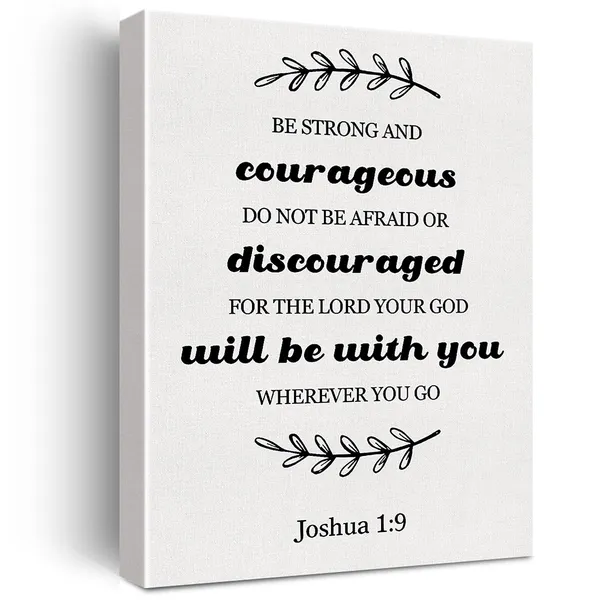 Multicolor_Inspirational_Scripture_Wall_Art_Be_Strong_And_Courageous_Joshua_1:9_Canvas_Painting_Prints_|_For_Home_Living_Room_Wall_Christian_Decor_Framed_Bible_Verse_Artwork_Gifts(12_X_16_Inch)