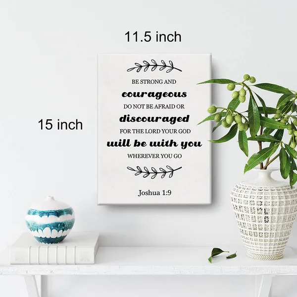 Multicolor_Inspirational_Scripture_Wall_Art_Be_Strong_And_Courageous_Joshua_1:9_Canvas_Painting_Prints_|_For_Home_Living_Room_Wall_Christian_Decor_Framed_Bible_Verse_Artwork_Gifts(12_X_16_Inch)