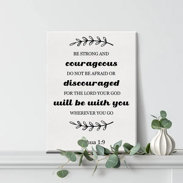 Multicolor_Inspirational_Scripture_Wall_Art_Be_Strong_And_Courageous_Joshua_1:9_Canvas_Painting_Prints_|_For_Home_Living_Room_Wall_Christian_Decor_Framed_Bible_Verse_Artwork_Gifts(12_X_16_Inch)