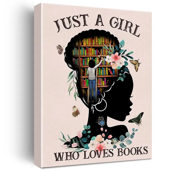 Multicolor_Books_Wall_Art_Just_A_Girl_Who_Loves_Books_Canvas_Painting_Prints_|_For_Home_Wall_Decor_Framed_Reading_Artwork_Book_Lover_Gifts_|_For_Black_Women_Girls_(12_X_16_Inch)