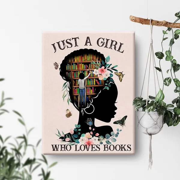 Multicolor_Books_Wall_Art_Just_A_Girl_Who_Loves_Books_Canvas_Painting_Prints_|_For_Home_Wall_Decor_Framed_Reading_Artwork_Book_Lover_Gifts_|_For_Black_Women_Girls_(12_X_16_Inch)