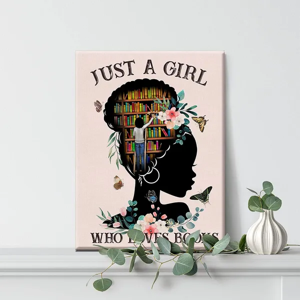 Multicolor_Books_Wall_Art_Just_A_Girl_Who_Loves_Books_Canvas_Painting_Prints_|_For_Home_Wall_Decor_Framed_Reading_Artwork_Book_Lover_Gifts_|_For_Black_Women_Girls_(12_X_16_Inch)
