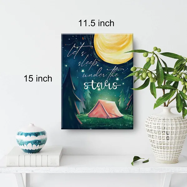 Multicolor_Camping_Canvas_Wall_Art_Sleep_Under_The_Stars_Watercolor_Canvas_Painting_Prints_|_For_Home_Wall_Decor_Framed_Artwork_Gifts(12_X_16_Inch)