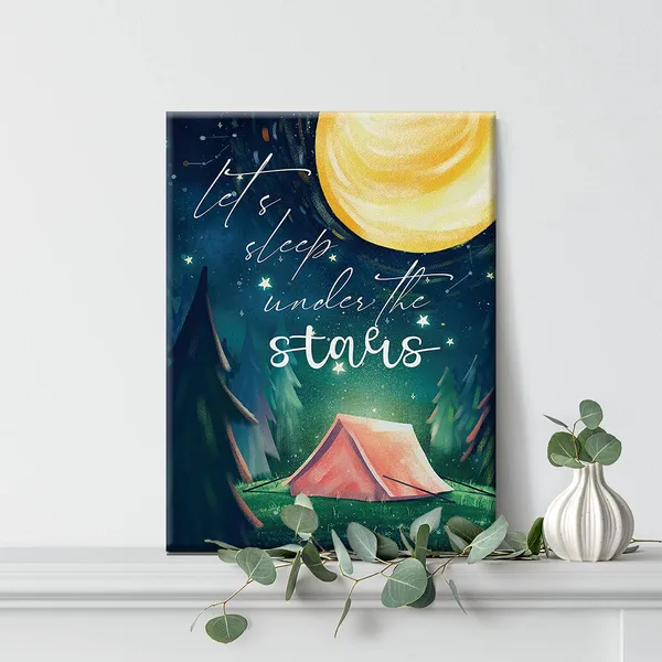Multicolor_Camping_Canvas_Wall_Art_Sleep_Under_The_Stars_Watercolor_Canvas_Painting_Prints_|_For_Home_Wall_Decor_Framed_Artwork_Gifts(12_X_16_Inch)
