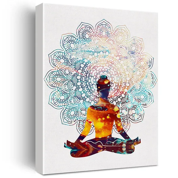 Multicolor_Watercolor_Buddhism_Art_Spiritual_Yoga_Mantra_Canvas_Painting_Prints_|_For_Home_Living_Room_Wall_Decor_Framed_Buddhist_Artwork_Gifts(12_X_16_Inch)