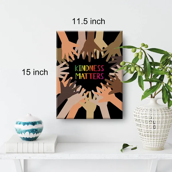 Multicolor_Inspirational_Wall_Art_Kindness_Matters_Canvas_Painting_Prints_|_For_Home_Wall_Decor_Framed_Equality_Diversity_Artwork_Gifts(12_X_16_Inch)