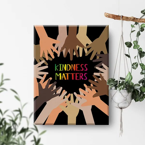 Multicolor_Inspirational_Wall_Art_Kindness_Matters_Canvas_Painting_Prints_|_For_Home_Wall_Decor_Framed_Equality_Diversity_Artwork_Gifts(12_X_16_Inch)
