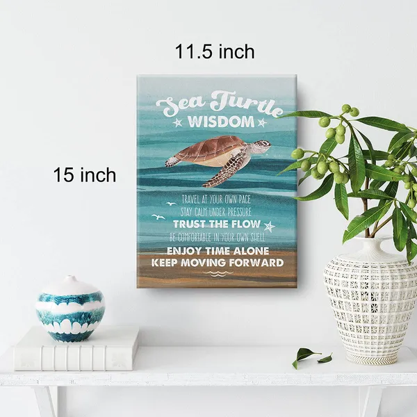 Multicolor_Watercolor_Sea_Turtle_Wisdom_Canvas_Painting_Inspirational_Prints_|_For_Home_Wall_Decor_Beach_Artwork_Framed_Gifts(12_X_16_Inch)