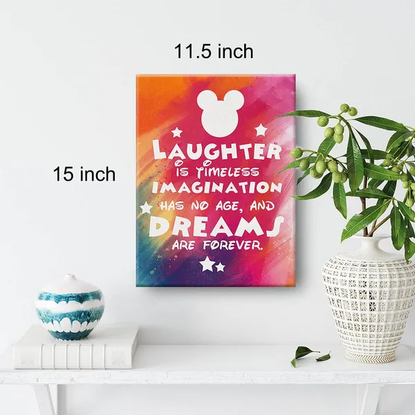 Multicolor_Inspirational_Wall_Art_Laughter_Is_Timeless_Quote_Watercolor_Canvas_Painting_Prints_|_For_Home_Wall_Decor_Framed_Motivational_Artwork_Gifts(12_X_16_Inch)