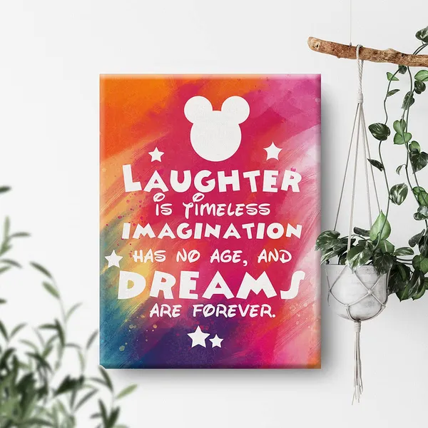 Multicolor_Inspirational_Wall_Art_Laughter_Is_Timeless_Quote_Watercolor_Canvas_Painting_Prints_|_For_Home_Wall_Decor_Framed_Motivational_Artwork_Gifts(12_X_16_Inch)