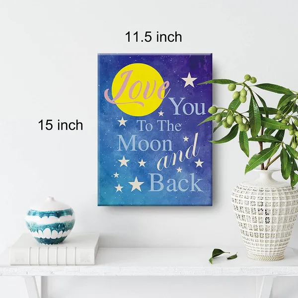 Multicolor_Love_Quote_Wall_Art_Love_You_To_The_Moon_And_Back_Watercolor_Canvas_Painting_Prints_|_For_Home_Wall_Decor_Framed_Bedroom_Nursery_Artwork_Gifts(12_X_16_Inch)